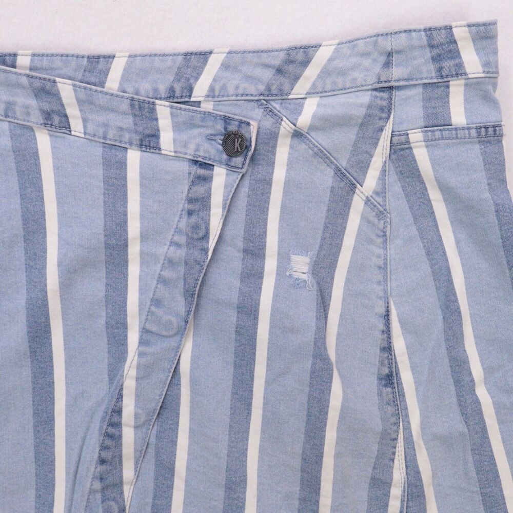 Kut From The Kloth Connie Overlap Jean Skirt Womens Size 12 Asymmetrical Striped - Picture 6 of 8